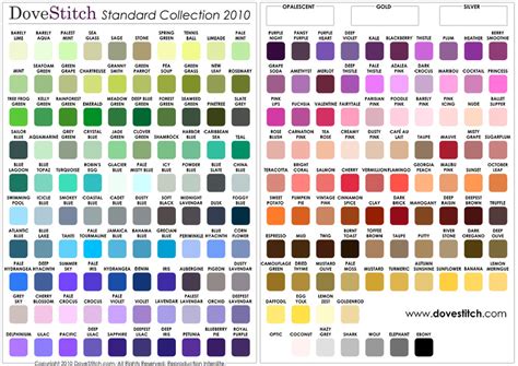 Aida Or Evenweave Or Linen Fabric Color Chart