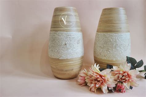 Bamboo Flower Vase Home Decor Minimanist White Vase Ideals Etsy