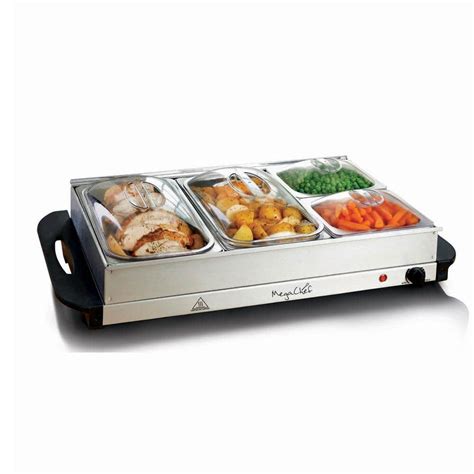 Megachef 25 L Stainless Steel Warming Tray With 4 Crocks 985103785m
