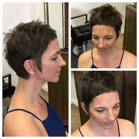 Get your head around the fact that while a curtain bang or long fringe offers cover in a sexy, mysterious way, super short bangs do the opposite by opening the face, exposing the eyes, and begging the wearer to be noticed. Brunette Messy Pixie Crop with Micro Bangs - The Latest ...