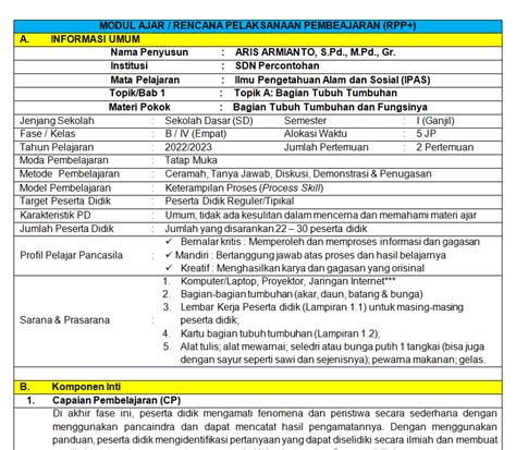 Contoh Rpph Kurikulum Merdeka Belajar Paud Semester Vams Top Images