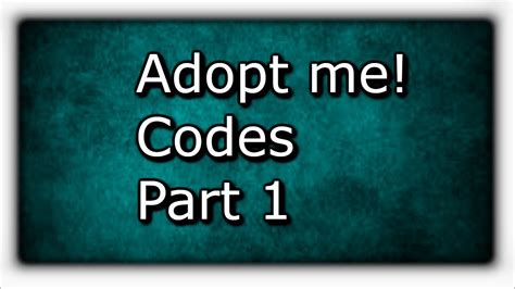 Adopt me codes up to date list. Roblox Adopt me ! code part 1 - YouTube