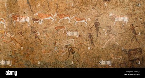 Panorama Of Ancient Prehistoric Cave Painting Known As The White Lady