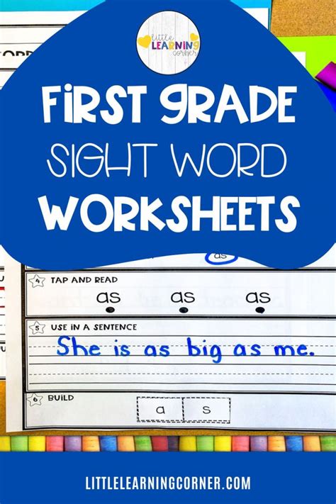 10 First Grade Sight Words Worksheets Little Learning Corner