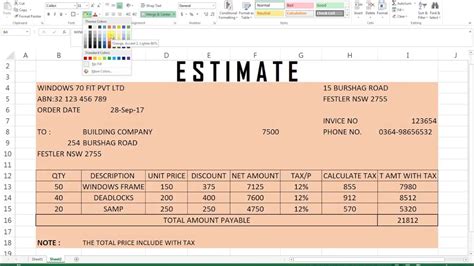 How To Create An Estimate Template In Excel