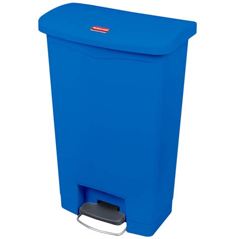 Rubbermaid 1883593 Slim Jim Resin Blue Front Step On Trash Can 13 Gallon