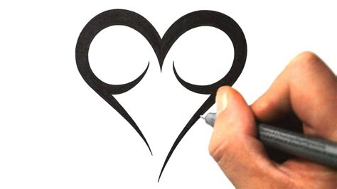 How To Draw A Simple Tribal Heart Tattoo Design 2 Youtube