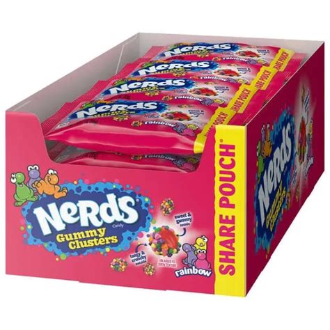 Nerds Candy Gummy Clusters Rainbow Share Pouch 3 Oz 12 Ct 2987