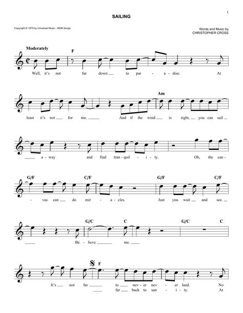 Sailing Chords By N Sync Melody Line Lyrics And Chords 187292
