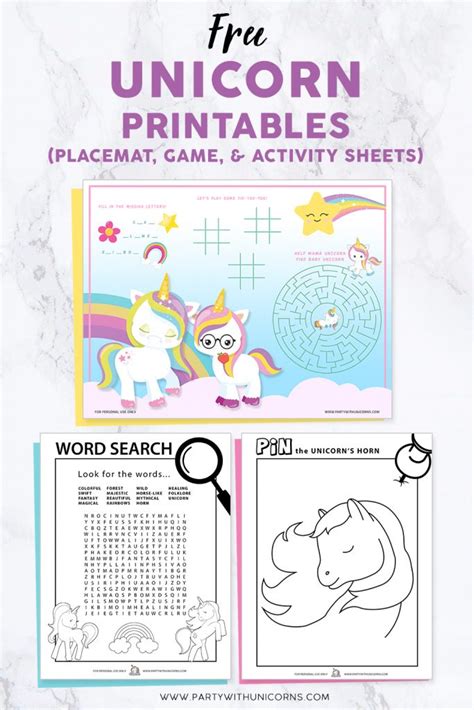 Printable Unicorn Activity Sheets