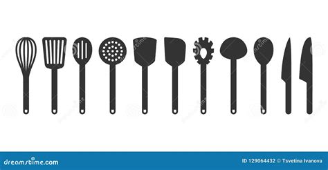 Cooking Utensil Set Of Tools Kitchen Tools Black Isolated Vector Icons