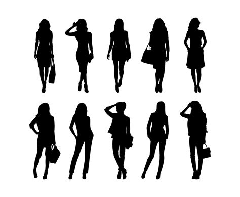 Set Of Woman Silhouettes Vector Vector Art And Graphics