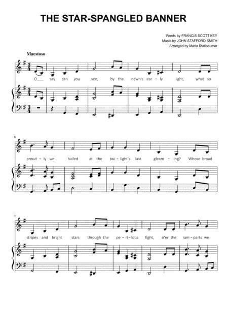 The Star Spangled Banner For Violin And Piano Accompaniment Key Of D