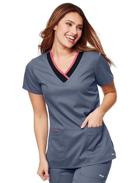 grey s anatomy active color block v neck scrub top uniformes médicos ropa ropa profesional