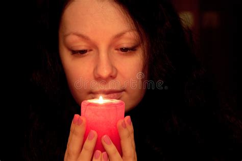 Girl Holding Candle Stock Photo Image Of Detail Lips 2977266