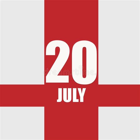 July 20 20th Day Of Month Calendar Datewhite Numbers And Text On Red