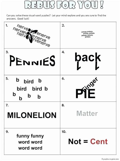 Provides will be the increase of our experiencing and our leisure, so they are also can work great. Printable Rebus Brain Teasers Printable Brain Teaser Worksheets for Adults Rebus Puzzles in 2020 ...