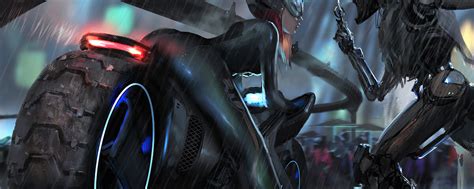 2560x1024 Cyberpunk Bike Girl Robot 2560x1024 Resolution Hd 4k