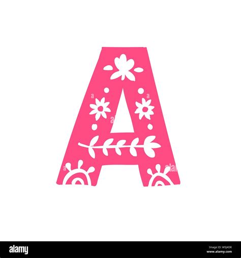 Letter A Vector Pink Letter With Ornament Applique For Clothes Logo