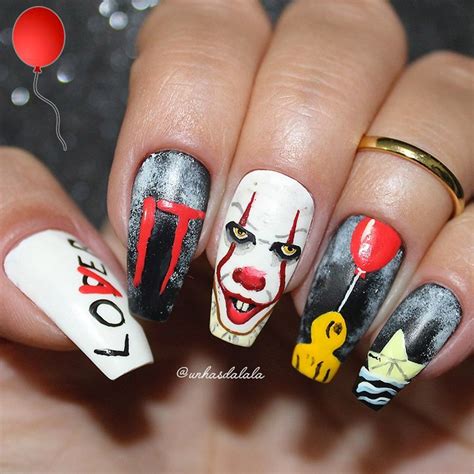 It Pennywise Instagram Nail Art Trend Scary Nails Holloween Nails