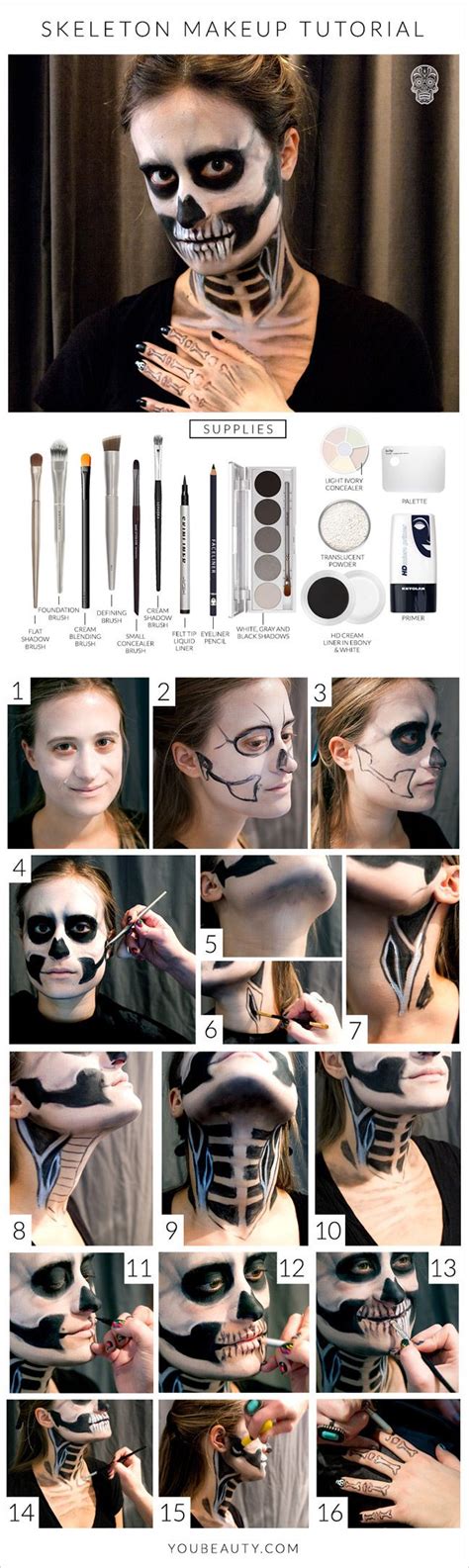 Halloween Skeleton Makeup Tutorial Youbeauty Creepy Halloween
