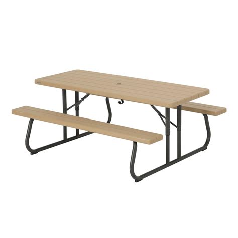 Lifetime 6 Ft Folding Picnic Table Heather Beige 60244 The Home Depot