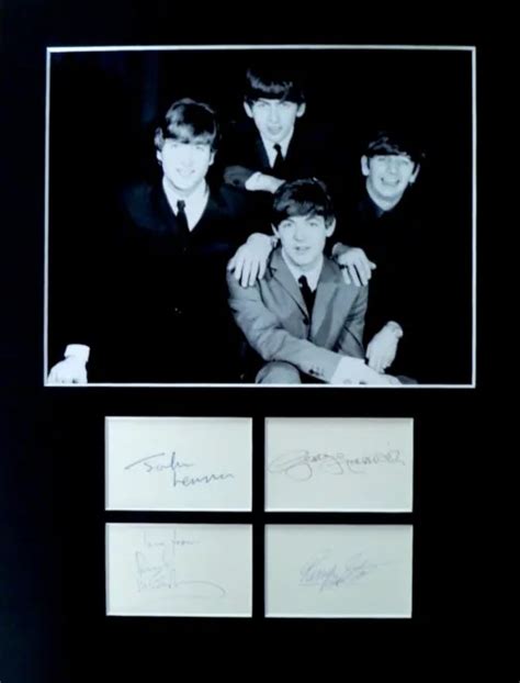 The Beatles Signed Autographs Photo Display John Lennon Paul Mccartney
