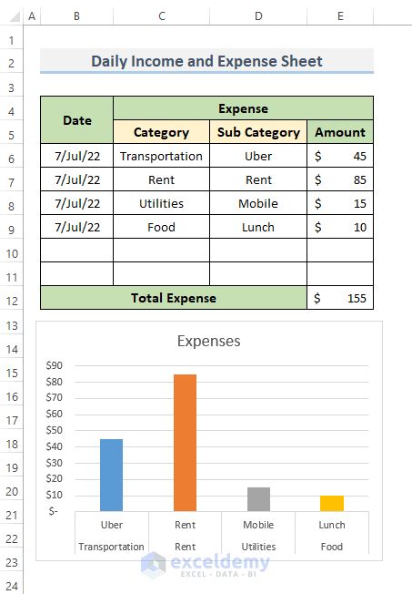 How To Create Daily Expense Sheet Format In Excel With Easy Steps