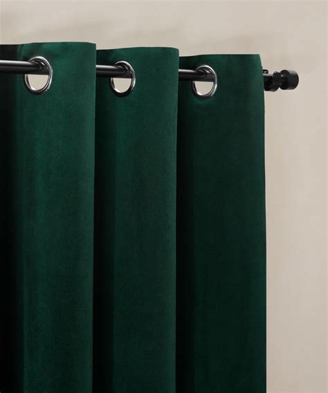 Julius Velvet Eyelet Lined Pair Of Curtains 168 X 228cm Forest Green