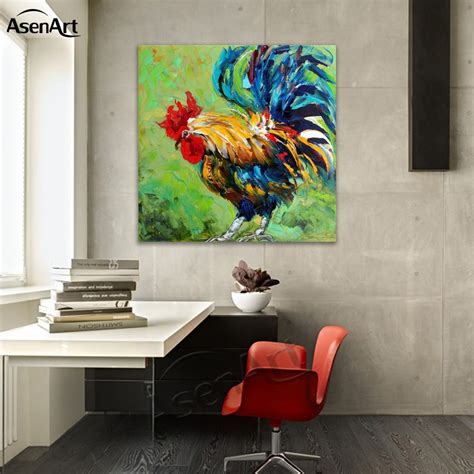 Artwork Beautiful Rooster Picture Modern Animal Square Wall Art