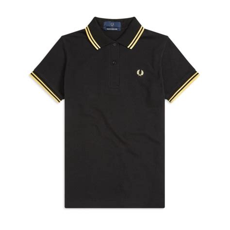 Fred Perry Womens Twin Tip Polo Shirt Blackchamp G12 157