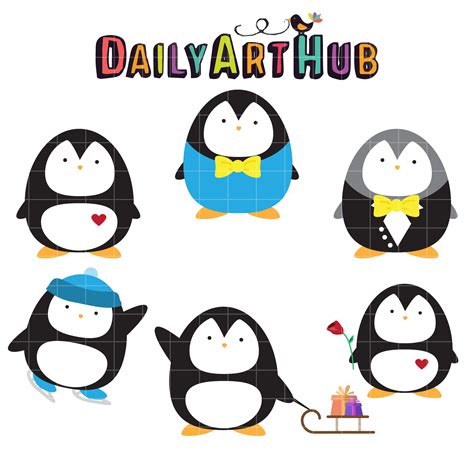 Cute Penguins Clip Art Set Daily Art Hub Free Clip Art