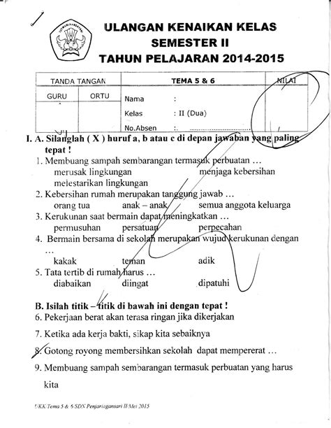 Soal Uas Tematik Kelas 6 Semester 1 Kurikulum 2013