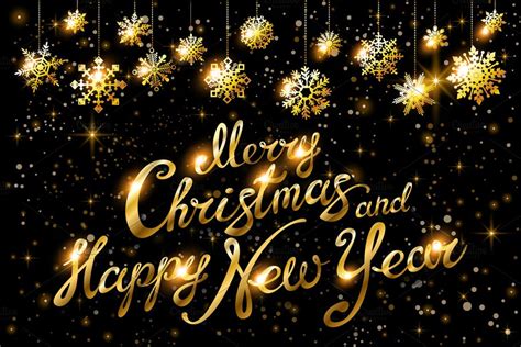 Merry christmas many gifts and happy new year poster templates. Merry Christmas Happy New Year gold | Custom-Designed ...
