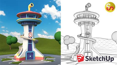 Modeling The Paw Patrol Lookout Tower Sketchup Time Lapse Tutorial