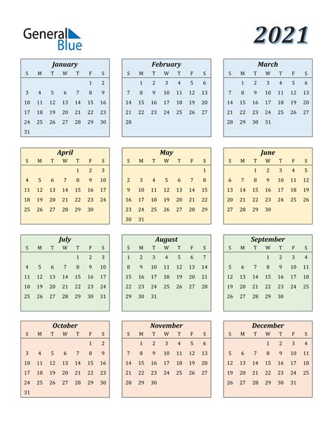 2021 Calendar Pdf Word Excel