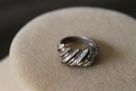 Solid Sterling Silver Ring With Deep Cut Stripes Size 575 Etsy