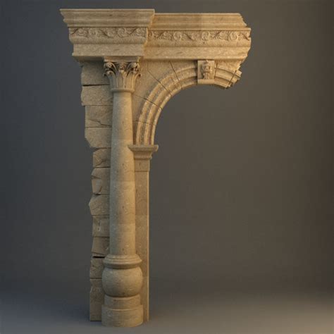 Old Stone Column Arch 3d Model Max Obj 3ds