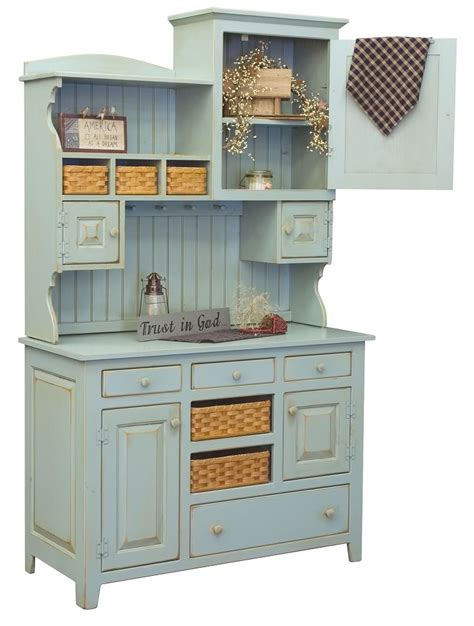 White farmhouse hutch , kitchen storage cabinet, vintage sideboard, distressed furniture. Charming Antique Kitchen Hutch Cabinets - My Kitchen ...