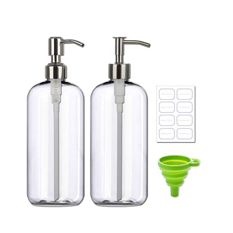 Refillable 32oz Dispenser Bottle 2pack With Steel Pumps 1 Liter