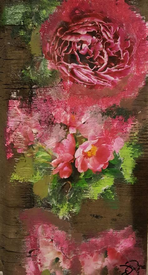 Original Mixed Media Art Collage Peony 3 By Mixdmediaartbydebbie On