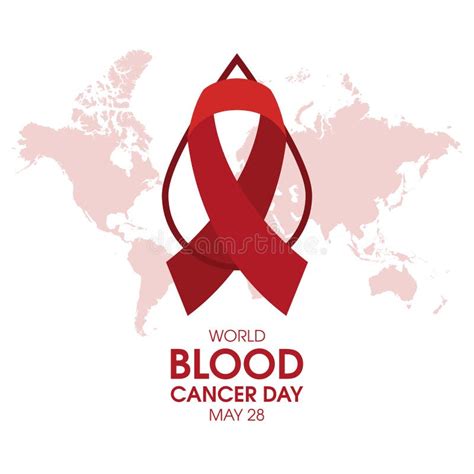 World Blood Cancer Day Poster With Red Cancer Awareness Ribbon Vector