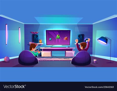 Game Room With People Esports Concept Royalty Free Vector