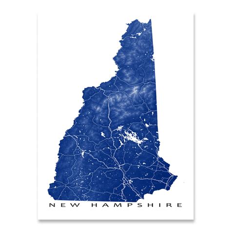 New Hampshire Map Print Usa State Nh — Maps As Art