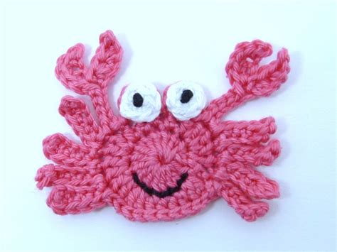Crochet Sea Life Crochet Applique 1 Coral Pink Applique Crab