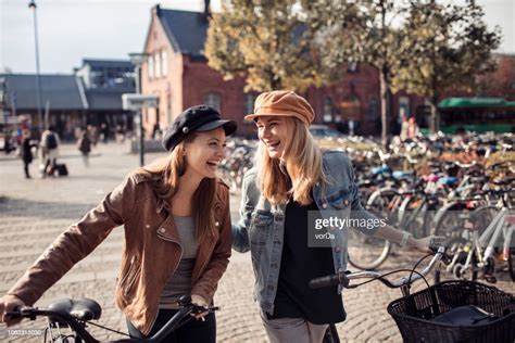 Friends With Bicycles High Res Stock Photo Getty Images