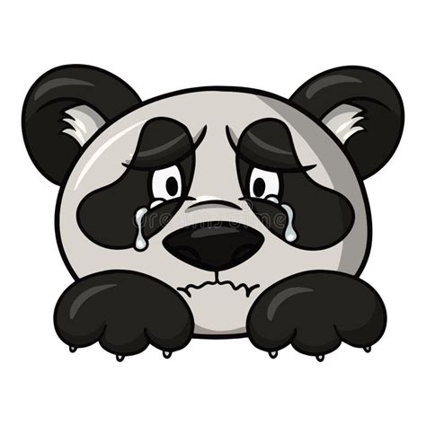 Sad Panda Character Panda Crying Animal Emotions Vector Illustration