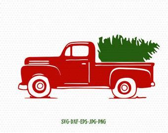 Christmas truck file, christmas truck svg, tree truck svg, old red truck svg, red truck svg. DIGITAL DOWNLOAD svg png farm fresh christmas trees merry
