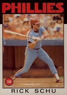 Key stars in protective sleeves. 1986 Topps Rick Schu #16 Baseball Card Value Price Guide