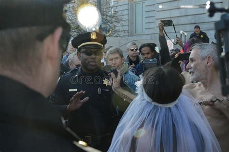 San Francisco Nude Wedding Editorial Stock Photo Image Of Arrest